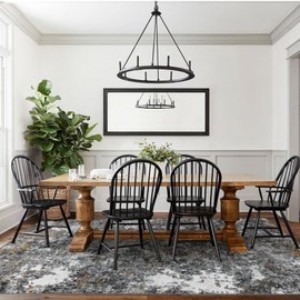 Washable Rug 6x9 Area Rugs: Soft Large Living Room Rug with Anti-Slip Backing Non-Shedding Stain-Resistant Modern Abstract Carpet for Bedroom Dining Room Nursery Home Office-Gray/Multi