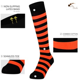 Mysocks Knee High Socks Two Colors Stripe Orange & Black UK 7-11 EURO 40-45
