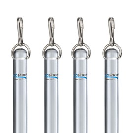 RecPro Shower Curtain Pull Rod | Shower Rod | Acrylic Wand | 1/2" x 48" | Includes Stainless Steel Snap Hooks | Acrylic Curtain Rod (4)
