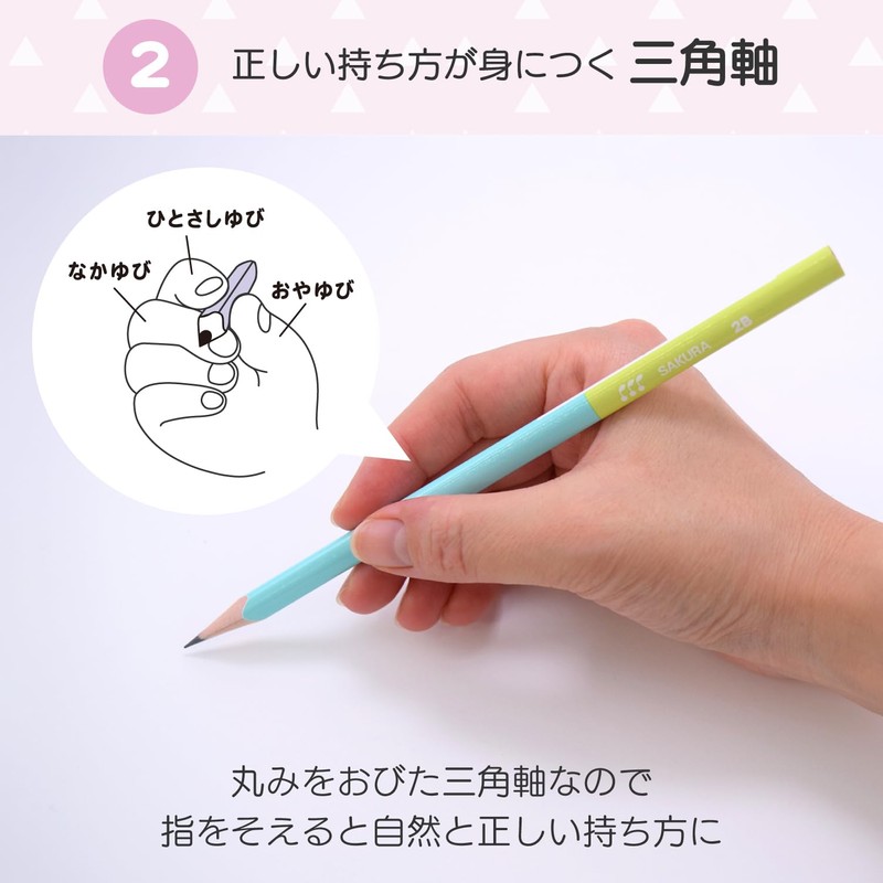 Sakura Crepas GE2B3-A Kikata Pencil, Elementary School Stationery, 2B, Triangle,