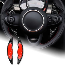 KUNGKIC Real Carbon Fiber Steering Wheel Shift Paddle Shifter Trim Cover Decoration Panel Trim Interior Decal for Mini Cooper Clubman F55 F56 F54 F57 F60 Accessories (Black)