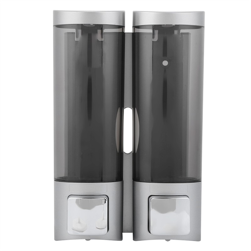 200MLx2 Silver DoubleHead Soap Dispenser WallMounted Manual Shampoo Dispensers