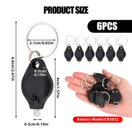 6 Pack UV Money Checker Keychain Torch - Mini LED Blacklight Detector for Bank Notes & Watermark Verification Identifying Jadeite | Portable Keyring Flashlight (Black)