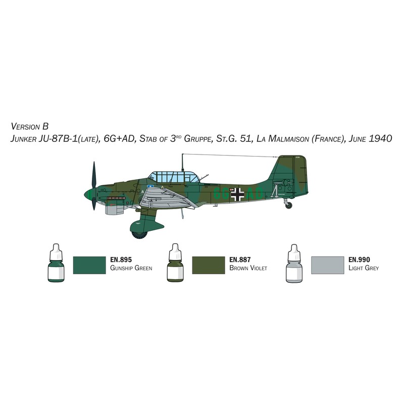 Italeri 72010 1:72 Junker Ju-87B Stuka Complete Set Model Building