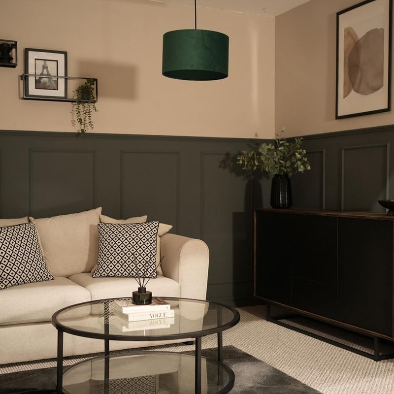 MiniSun | Medium Modern Forest Green Velvet Drum Light Shade
