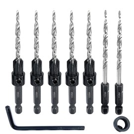 Saipor 5pcs Wood Countersink Drill Bit Set with 2pcs Counter Sinker Replacement Tapered Drill Bit All Same Size 11/64" Quick Change Hex Shank Screw Drill Counter Sink Bit for Drilling Pilot Hole