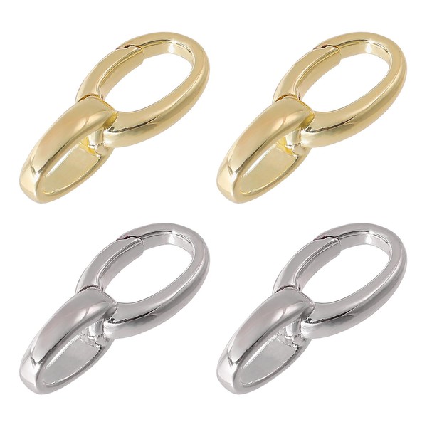 CHGCRAFT 4Pcs 2 Colors Brass Clasps Platinum Golden Charm Holder