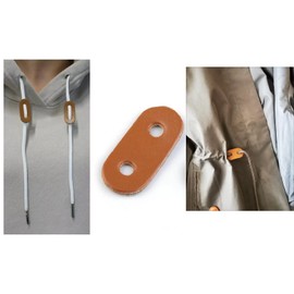 DraCra 12 Pack Cord Locks Two Hole PU Leather Toggle Stoppers Drawstring End Adjuster Fastener for Draw String Cord Casual Jacket Hoodie Garments Pants Sweatpants Coats Waist Open Outwear Backpack