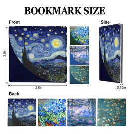 IBOVODI 4 Pcs Van Gogh Corner Bookmarks, Oil Painting Vintage Floral Leather Book Accessories for Book Lovers, Cute Flower Reading Book Page Markers for Women Girls Men Teacher Student Boys Kids Gifts