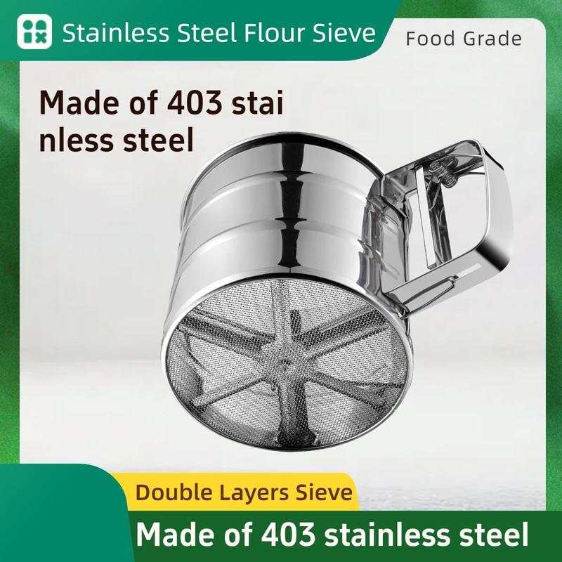 Bectyton Stainless Steel Flour Sifter for Baking, 3-Cup Capacity