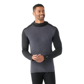 Smartwool Men's Classic Thermal Merino Base Layer Hoodie Black-Charcoal Heather L
