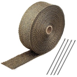 Heat Resistant Thermovantage, 1.0 x 16.4 ft (2.5 x 5 m), Fiberglass, Heat Resistant Fabric, Muffler, Withstands High Temperatures, Chimney Heat Protection, Muffler Cover, For Automobiles, Motorcycles,