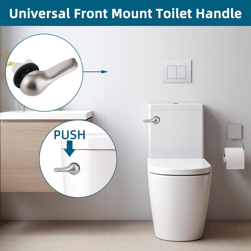Hygie Rinse 2PCS Universal Metal Toilet Handle Replacement Kit Front