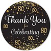 Black and Gold 80th Birthday Thank You Stickers - 1.75
