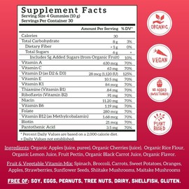 Llama Naturals Llama Naturals Real Fruit Gummy Vitamins for Adults | No Added Sugar Cane | Whole Food Multivitamin Gummies | Women + Men | Vegan, Organic, Chewable | 120 ct, 30 Day Supply | Cherry