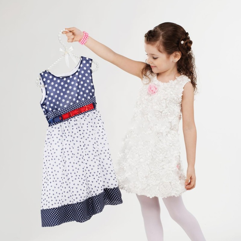 PRETYZOOM 2 Pcs Kids Clothes Hangers White Artificial Pearl Beaded