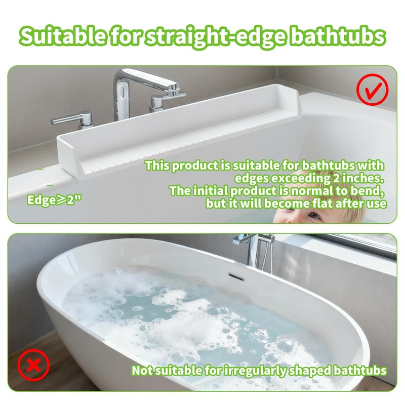Bathtub Splash Guard for Tub Kids, 31 Inch White Bath