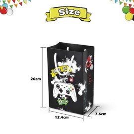 Watercolor Video Game Party Bags - 16 Pack Goodie Bags for Boys Kids Game Theme Party Supplies Favor Bag Candy Treat Loot Gift Bags with Handle (Black & White)
