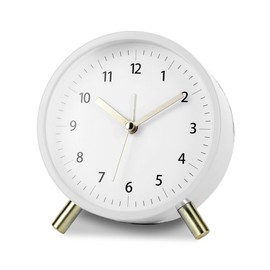 Wecker Analog Ohne Ticken - Metall Wecker mit Nachtlicht,Batteriebetrieben - Modern Vintage Wecker Analog für Schlafzimme, Büro (Weiß)