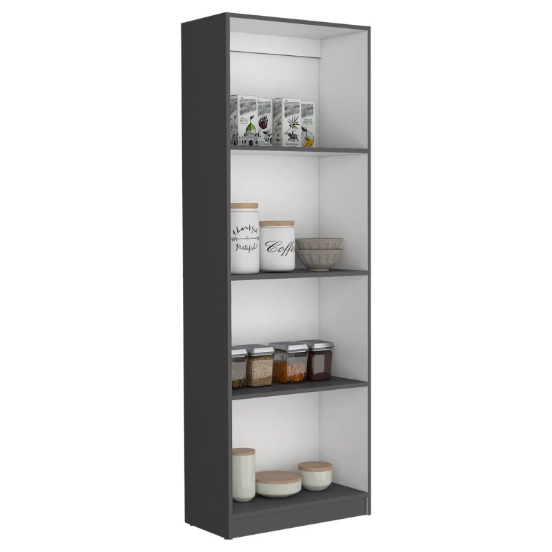 Vinton Matt Gray/White Bookcase with Spacious Tier-Shelving Designcolor: as Pic