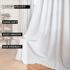 YOFUN 84 inches 2 Panels, White Room Darkening Luxury Velvet Curtains Thermal Insulated Heat Block Soundproof Window Panels Soft Drapes for Bedroom Living Room, Rod Pocket & Back Tab, W52 x L84