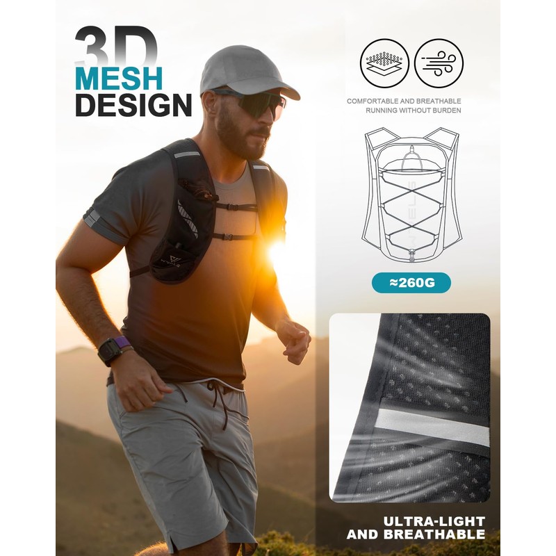 WRELS Running Hydration Vest 8L for Men Women with 10