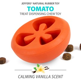 Jeffers Pet Natural Rubber Dog Chew Toy – Red Tomato, Small - Treat Dispensing, Vanilla Scent, Durable, Non-Toxic, Dishwasher Safe, Interactive Fetch & Tug Toy - Perfect for Training Medium Chewers