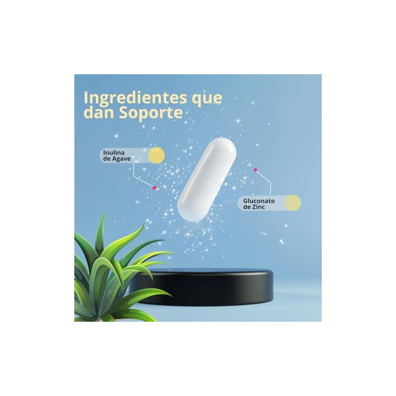 Zinc Gluconato Inulina Prebióticos Suave Estómago 100 Cápsulas Días
