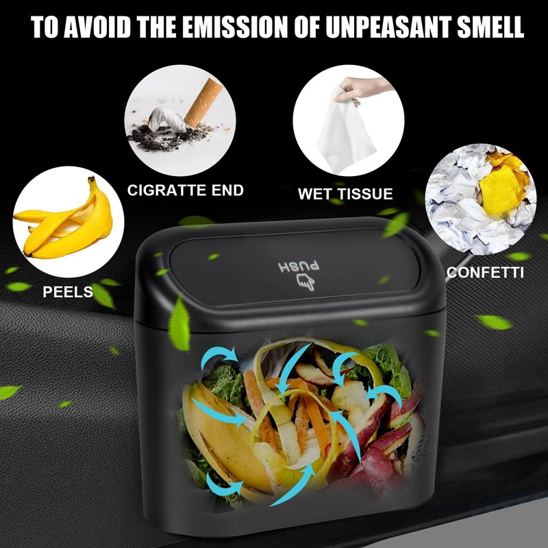 EnthuLove 2 Packs Mini Car Trash Can Bin with Lid