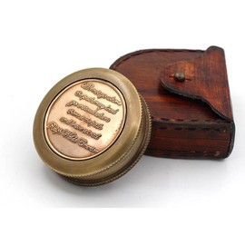 RII Pocket Brass Compass, Nautical Navy Compass for Camping, Travelling, Hiking, Boating, Gift Compass for, Birthday, Anniversary, Wedding, Retirement, to Loved Ones with Imprinted Leather Case