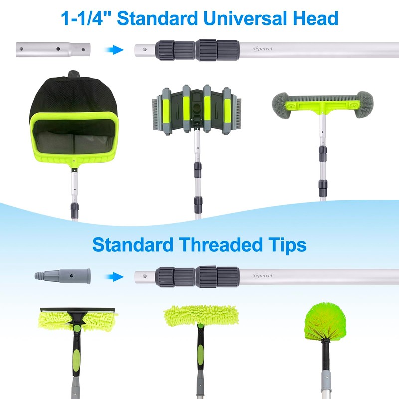 Sepetrel Pool Pole-Upgraded Professional 15 Foot Telescoping Swimming Pool Pole