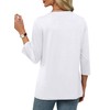 3/4 Length Sleeve Womens Tops V Neck White Blouse for