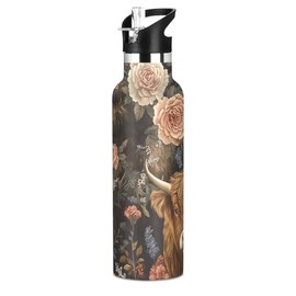 THERMOS FUNTAINER - Botella de agua con pajita, 12 onzas, botella de agua aislada al aspiradora de acero inoxidable con tapa, Trolls 3