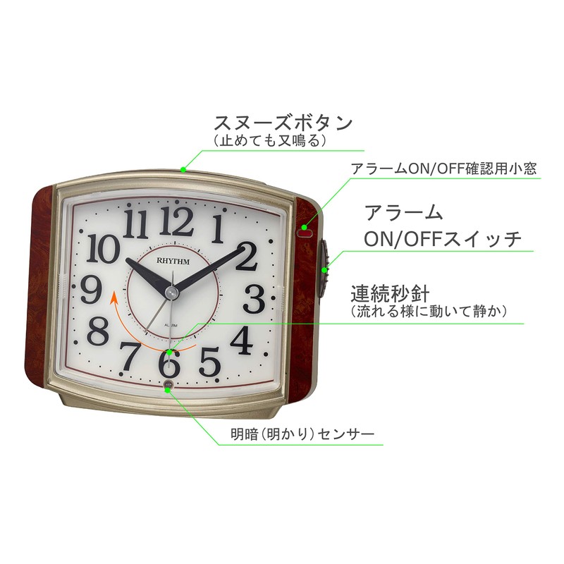 Rhythm (RHYTHM) Alarm Clock Analog Electronic Sound Alarm Dark Place