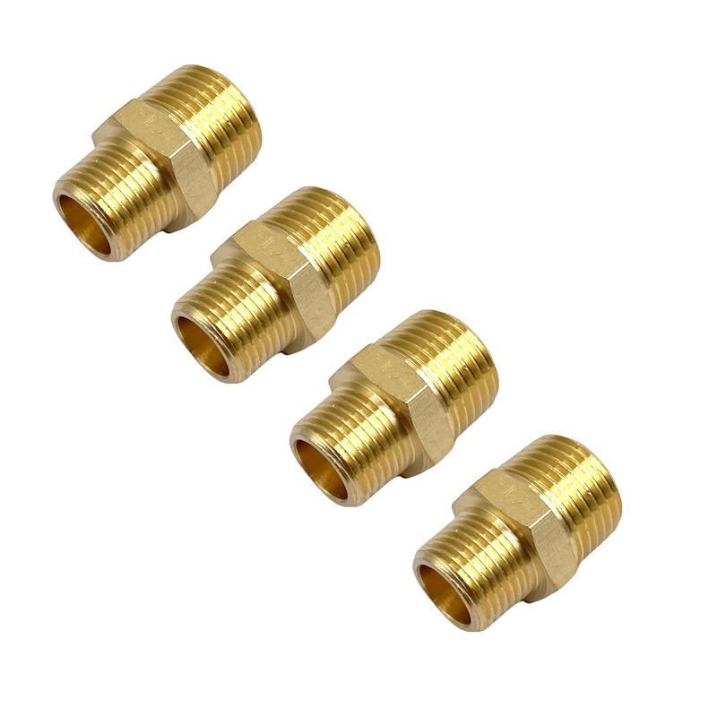 4Pcs 3/8" NPT x 1/2" NPT Male Pipe Hex Nipple,Brass