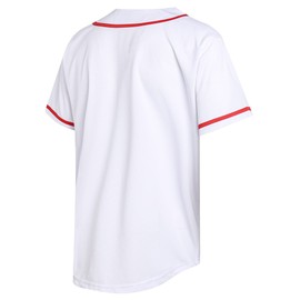Pullonsy White Baseball Jerseys for Men Women Unisex Hip Hop Button Down Shirts Valentines Outfits Tops Red Stripe-White Jersey,Men Size 2X-Large