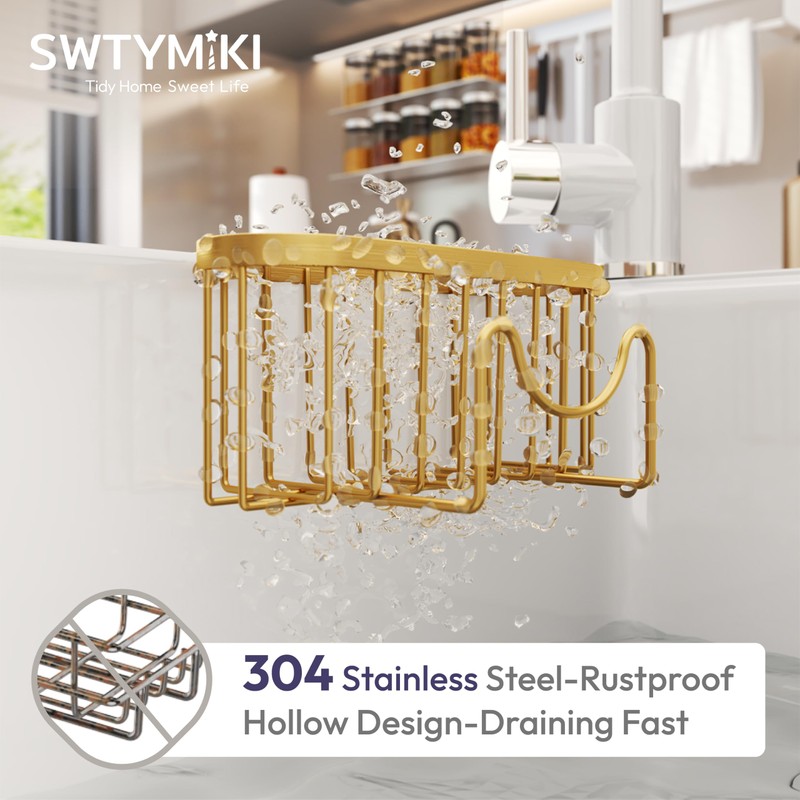 SWTYMIKI Sponge Holder for Kitchen Sink - Movable Kitchen Sink