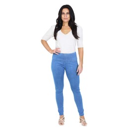 Leggings de algodón de poliéster y elastano de cintura alta con control de abdomen, Desteñido medio, 3X