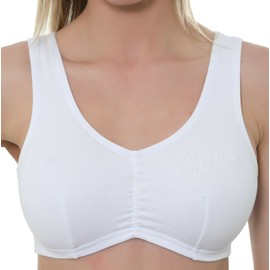 Gemm Womens Comfort Soft Cotton Pull On Stretch Lycra Sleep Yoga Plus Size Bra UK White, 36