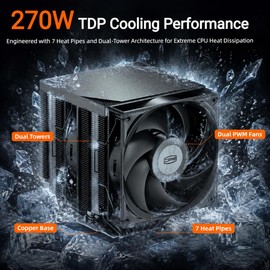 PCCOOLER RT720TC CPU Air Cooler, 270W TDP Dual Tower 7 Heat Pipes