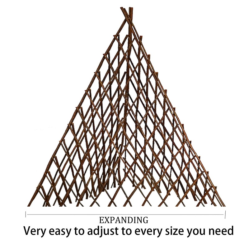 MELCHEF Expandable Teepee Willow Fence,Teepee Trellis Pyramid Plant Climbing,Self Standing
