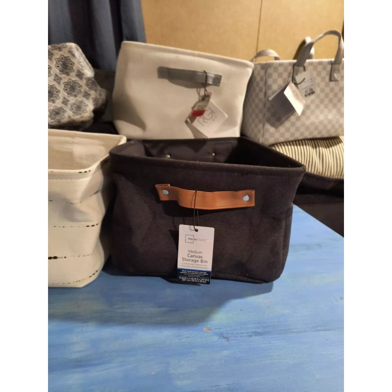 Mainstays Natural Canvas Storage Basket with Handles Multifunctiona
