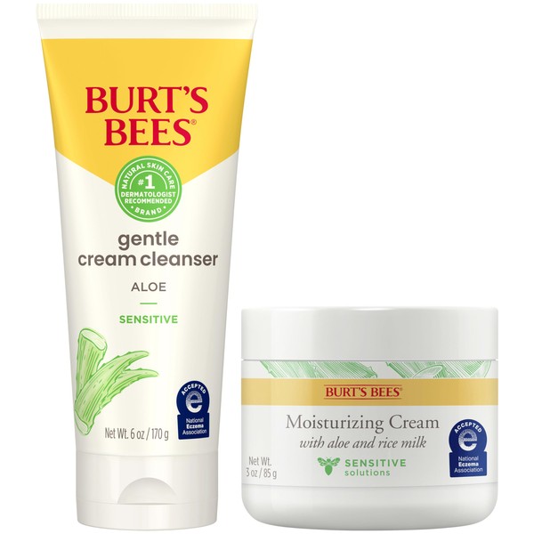 Burt’s Bees Sensitive Skin Bundle, Gentle Cream Facial Cleanser with