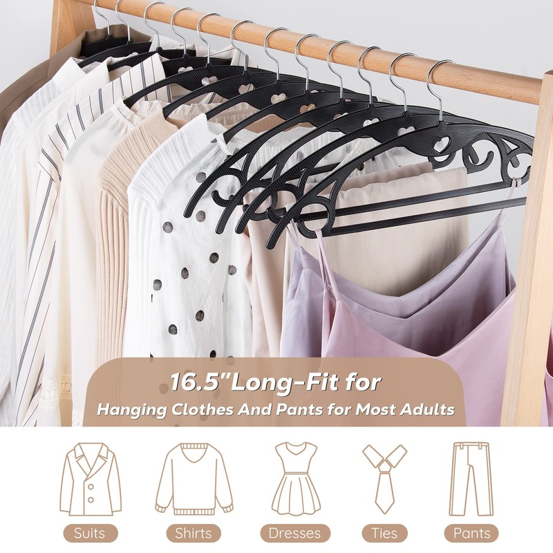 Plastic Hangers - Black Clothes Hanger No Shoulder Bumps &