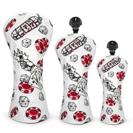 Golf Club Headcover for Driver Covers, Fairway Wood Covers, Hybrid Covers Pocker Style Premium Leather 3 Wood Headcover Set with Interchangeable No. Tags (3pcs(DR+FW+UT))