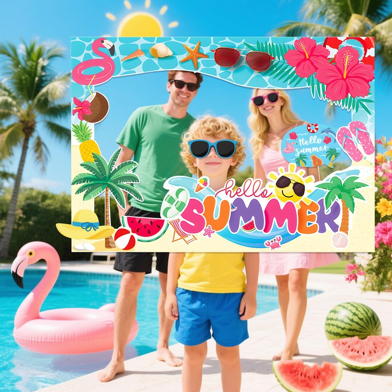 Summer Party Photo Booth Props Frame Pool Party DecorationsSummer Party