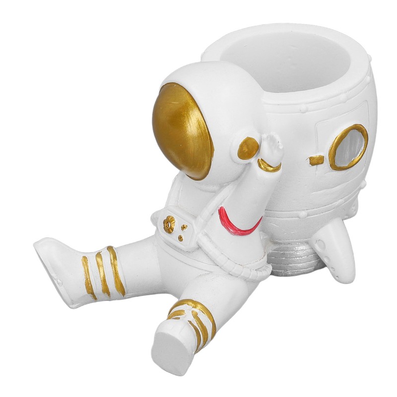 Astronaut Pencil Pen Cup Synthetic Resin Spaceman Figurine Desk Pen