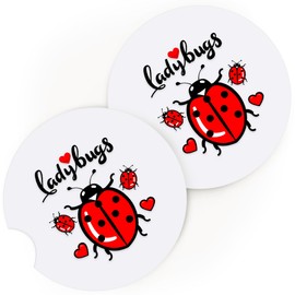 BJDAMAI 2 Pack Ladybugs Car Cup Holder Coaster, Cute Ladybugs Car Interior Accessories Drink Coaster for Women & Men, Ladybugs Lovers Themed Gifts Stuff Accessories Things Merchandise Items!