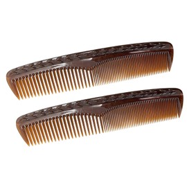 Parcelona French Bordered Large 8” Celluloid Set of 2 Toothed Pocket Hair Combs for Women and Men (Tortoise Shell)