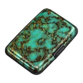 ELFISH Mini RFID Aluminum Wallet Credit Cards Holder Business Card Case Metal ID Case for Men Women（Verdant